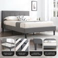 thumbnail image 3 of DeCoro Mornington Upholstered 2.0 Platform Bed w/ Metal Frame, Light Grey, Queen, 3 of 9
