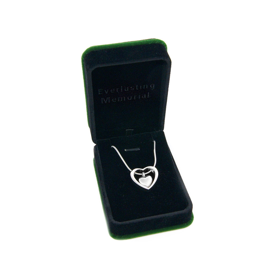 Anavia Floating Drop Heart Cremation Jewelry for Ashes Memorial Necklace Ash Urn Keepsake Silver with FREE Funnel Kit and Velvet Jewelry Box