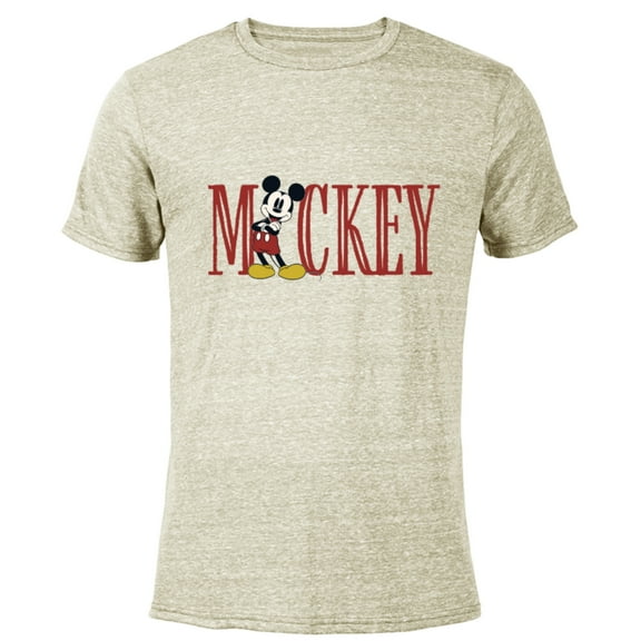 Disney Mickey Mouse Lettering Classic - Short Sleeve Blended T-Shirt for Adults – Customized-Yellow