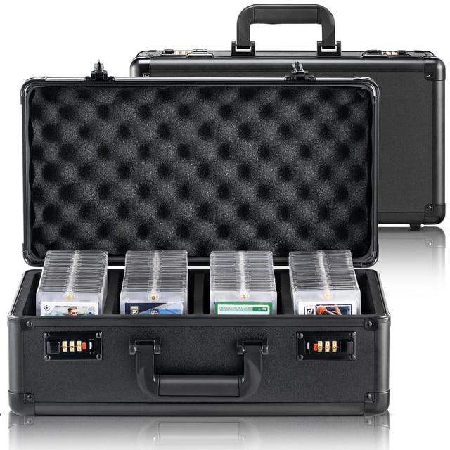 Caja de almacenamiento de tarjetas graduadas VEVOR 108 PSA, 4 ranuras, soporte para tarjetas deportivas, cerradura codificada