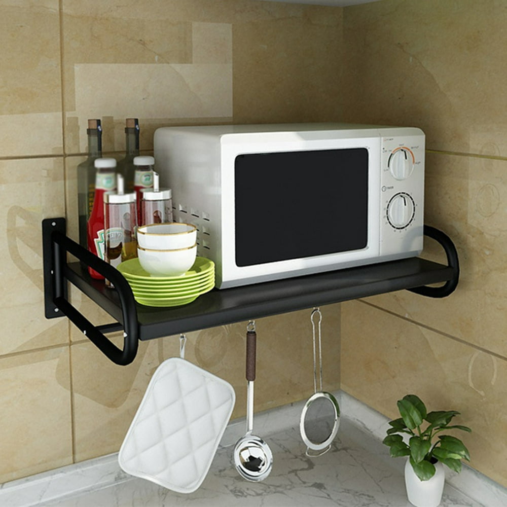 Microwave Oven Rack Metal Wall-mounted Shelf Kitchen Organizer Storage