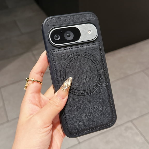 for Google Pixel 10a Magnetic Case, Compatible with MagSafe Slim TPU PU Leather Phone Case, Shockproof Protective Ultra Thin Lightweight Anti-Scratch Classic Business Style Case, Black