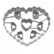 i Kito Heart Cookie Cutter Stamp & Press - 7-in-1 Stainless Steel Multi-Heart Cookie Cutter, Dishwasher Safe for Baking, Clay, Crafts
