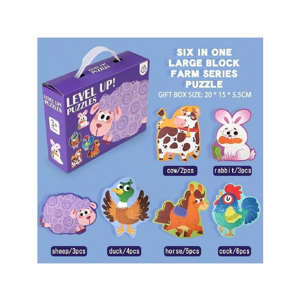 Six-In-One Jigsaw Puzzle Gift Box Suitable For Children Aged 2 And Above, Suitable For Horizontal Puzzle, Preschool Learning Puzzle, Suitable For Boys