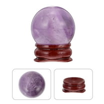 Masteelf Purple Crystal Ball Prop with Wooden Base for Home Decor and Office Sphere Decoration 3.0 Inches