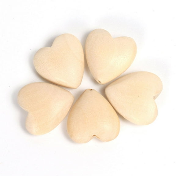 HOMEMAXS 50Pcs Unfinished DIY Wood Heart Shaped Beads for Craft Projects