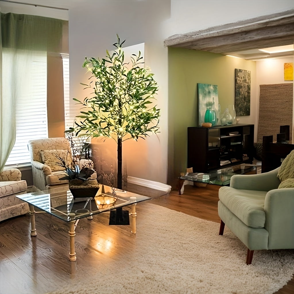 6ft Lighted Olive Tree Floor Lamp, Artificial LED Tree with Lights for Home Holiday Party Wedding Four Seasons Halloween Christmas Thanksgiving Decoration Gift