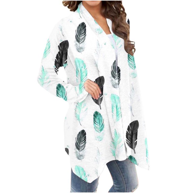 Cardigan Grande Taille pour Femmes, Cardigan à Manches Longues à Imprimé Floral, Veste Haut, Vestes de Course pour Femmes en Liquidation