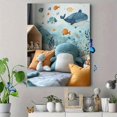 thumbnail image 4 of Qisvanset Framed Canvas Wall Art 12x16 Inch Under Sea Watercolor Ocean Nursery Wall Decal Art, 4 of 5