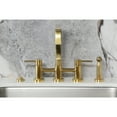 thumbnail image 3 of Kingston Brass KS8257DLBS Concord Two-Handle 4-Hole Deck Mount Bridge Kitchen Faucet with Brass Side Sprayer in Brushed Brass, 3 of 8