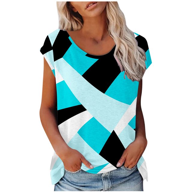 Birdeem Mode Femmes Mode Manches Courtes Col Rond T-Shirt Imprimé Blouse Tops Amples