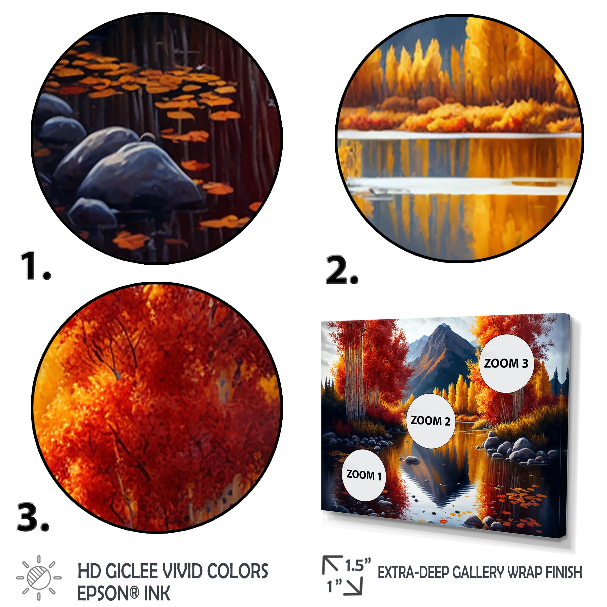 Designart Red And Orange Birch Trees By The Lake IV Canvas Wall Art