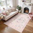 thumbnail image 2 of Wonnitar 5'x 7' Pink Floral Area Rug for Girls Bedroom - Machine Washable Nursery & Kids Room Carpet, Ultra-Thin Non-Slip Soft Rug for Dorm, Playroom, 2 of 10