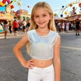 thumbnail image 2 of Gunia Girls Sequin Top Glitter Sleeveless Crop Dance Blouse Performance Dancewear Party Sparkly Tops For Girl White, 2 of 6