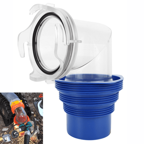 Baguer 90 Degree RV Sewer Hose Adapter Clear Flexible Thermoplastic Rubber Fitting for Camper Waste Water Pipe Blue