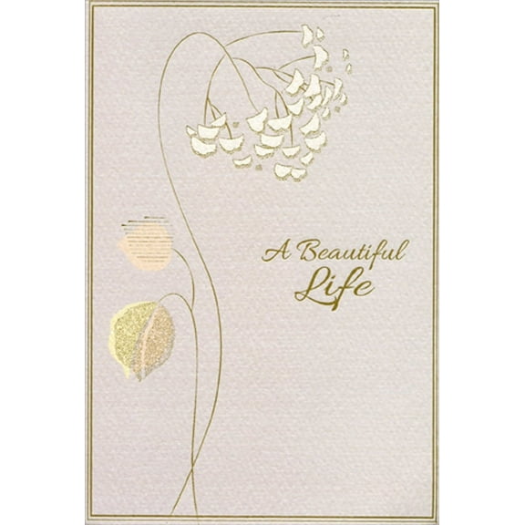 Pictura Gold Foil Border with Small White Flowers Sympathy Card