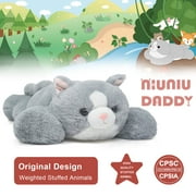 Niuniu Daddy 20Grey Cat Weighted Stuffed Animal 3.3lb Giant Sensory Plushie Toy for Anxiety Relief with Soft Faux Fur for Girls & Adults, Christmas Gift