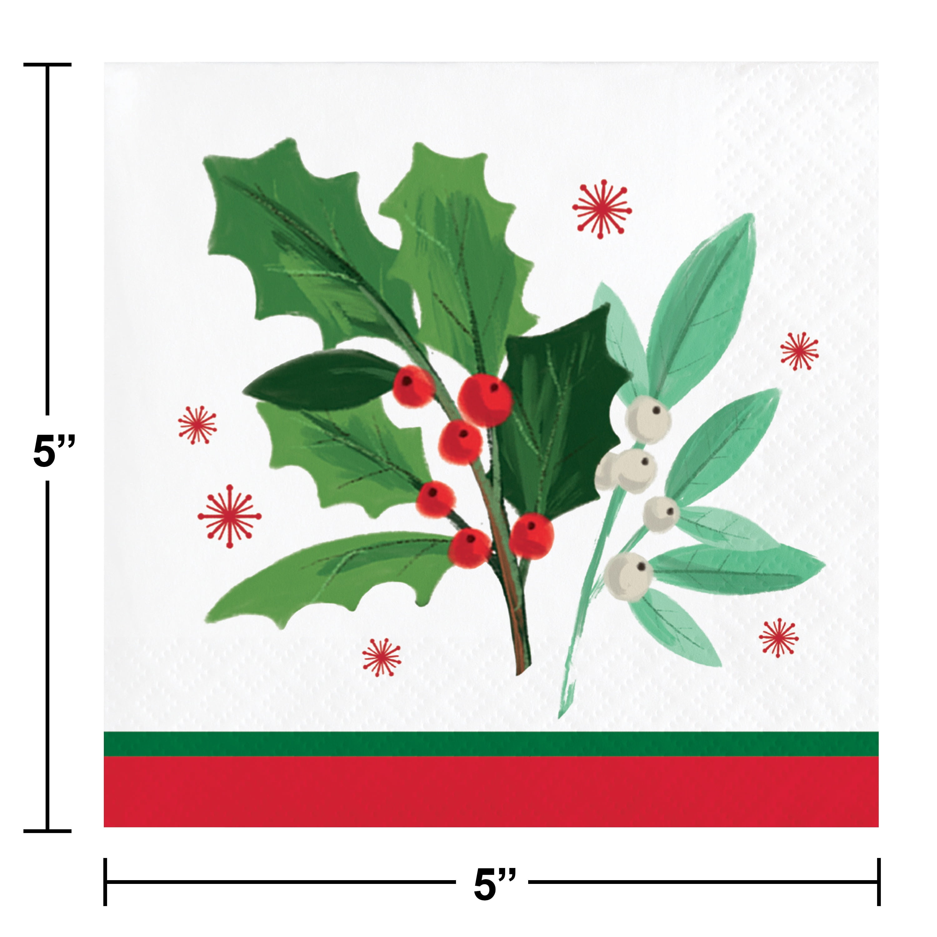 Creative Converting Holly Jolly Christmas Paper Cocktail Napkins, 48 ct