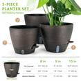 thumbnail image 3 of FIASON 3 Pack Self Watering Planters, 8/9/10 Inch Brushed Bronze Plant Pots with Water Level Window, Reservoir & Watering Lip, Indoor Outdoor Flower Pots for Herbs Spider Plants, 3 of 11