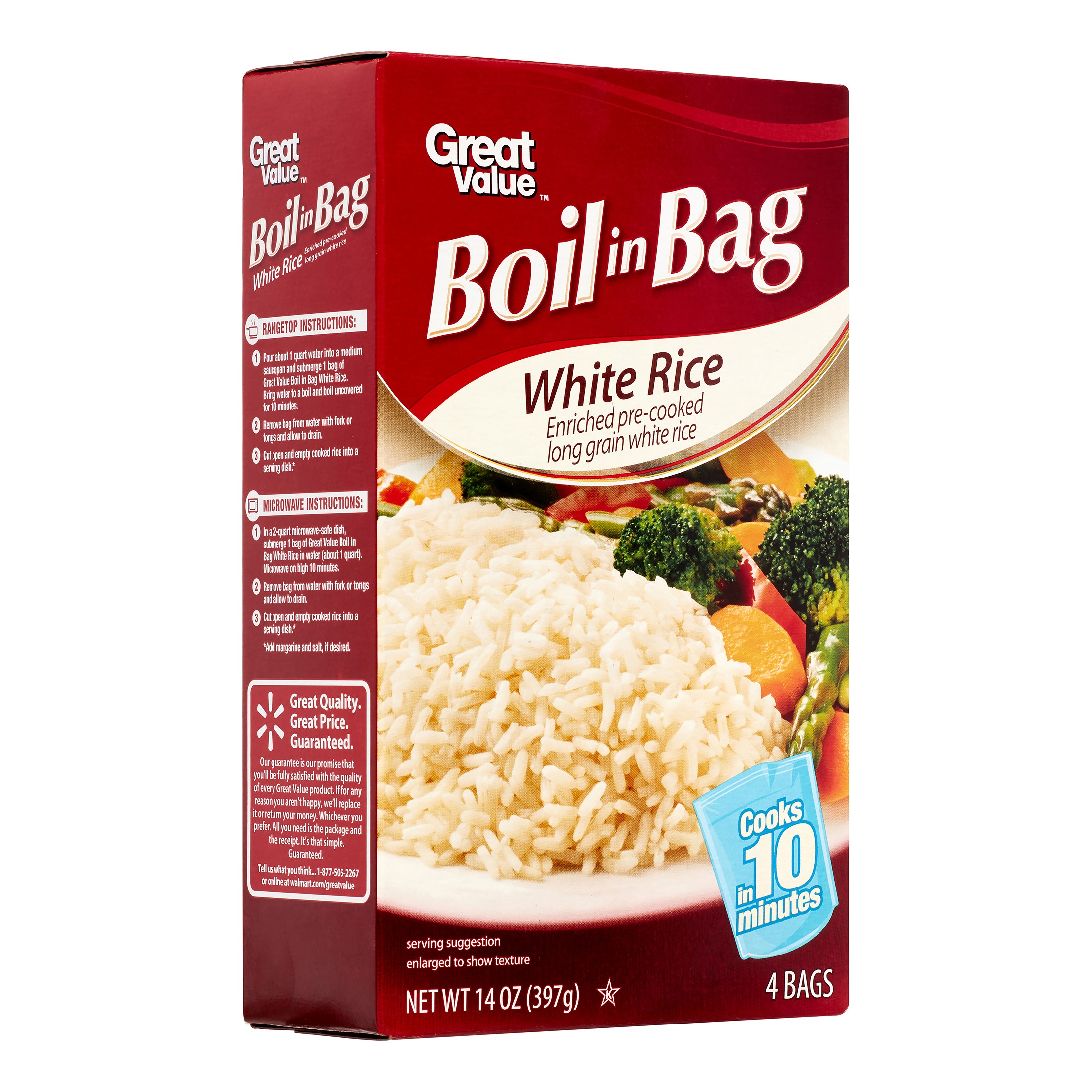 Great Value White Rice Boil In Bag 14 Oz 4 Count White Rice Boil In Bag 14 Oz