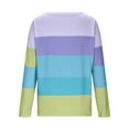 thumbnail image 6 of Arnsht Womens Striped T Shirts Color Blocked V Neck Long Sleeve Strip Pullover Casual Layer Top Fall Winter Y2K Shirts Blue L, 6 of 6
