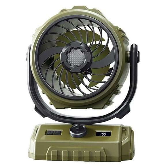 RichLink Powerful 6-inch Outdoor Fan with 100-Speed Control & Led Lighting for Camping!,Green