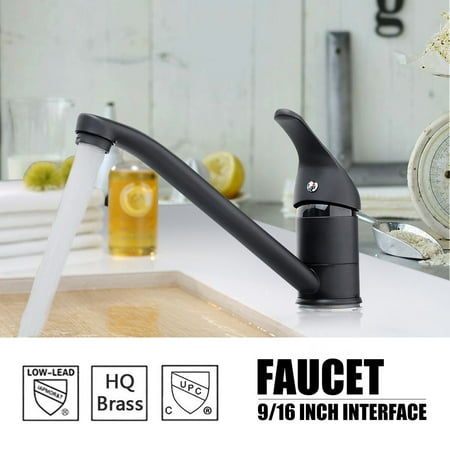 ❤ Clearance ❤ AUGIENB Brass Kitchen Mixer Tap Faucets Spout Sink Hot/Cold Mixer Single Hole Deck Mount Mixer Tap Black + Chrome