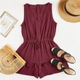 thumbnail image 4 of Langwyqu Womens Ruffle Layered Shorts Jumpsuit V Neck Beach Tank Rompers, 4 of 5