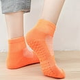 thumbnail image 6 of LIIPEE Girls Boys Floor Socks Solid Color Non Slip Ankle Socks With Grips First Walking Socks Big Girls Leisure Weekend Socks,Orange,5-8 Years, 6 of 6