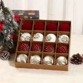 thumbnail image 3 of 16 piezas de 6 cm de adornos navideños de bolas de color rojo vino, verde oscuro y rosa, decoración de fiesta para árbol de Navidad, colgante de esferas navideñas, 3 of 4