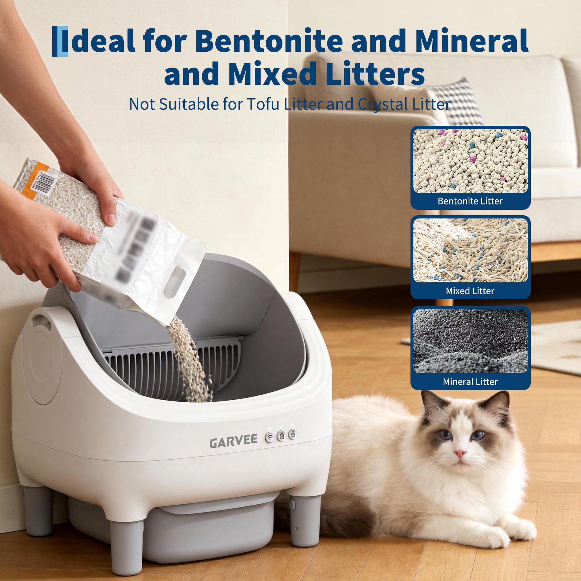 Automatic Self-Cleaning Cat Litter Box with APP Control – Open-Top, 10.5L Odor-Free Waste Bin, 7-Layer Safety Sensors – Ultra-Quiet for Multiple & Large Cats, 2.4G WiFi