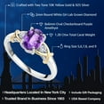 thumbnail image 3 of Gem Stone King 2 Tone 10K Yellow Gold and 925 Sterling Silver Oval Checkerboard Purple Amethyst and Lab Grown Diamond Engagement Ring for Women (1.28 Cttw, Available in Size 5,6,7,8,9), 3 of 6