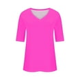 thumbnail image 5 of Dezsed Womens Tops Summer 2025 Casual Shirts Fashion Loose Cute T Shirt 1/2 Sleeve Tops Solid Basic Blouses Pink XXL, 5 of 6