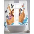 thumbnail image 5 of Cartoon Animals Sheer Curtains 84 Inch Long 2 Panels, Lion RescueBoat in Ocean Light Filtering Rod Pocket Semi Sheer Curtains, Sheer Voile Drapes for Living Room Bedroom, 52"x84", 5 of 5