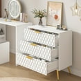 thumbnail image 2 of Nightstand Table with 3 Drawers, Honeycomb Pattern Wooden Side Table with Storage, Office File Cabinet, side table for Bedroom, Bedroom, Hallway, Hotel Bedside Table/Wardrobe Organizer, 2 of 7