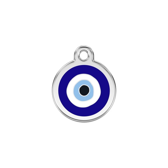 Red Dingo Stainless Steel Enamel Evil Eye Personalized Engraved Pet ID Tag, Small