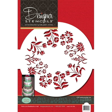

Designer Stencils C240 Spring Garden Cake Stencil Top Beige/semi-transparent