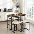 thumbnail image 4 of VECELO 4-Piece Dining Table Set, Kitchen Table with Bench and Two Stools for 4, Space Saving Design Gathering Bench Dining Set for Kitchen, Dining Room, Restaurant, Brown, 4 of 8