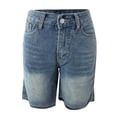 thumbnail image 4 of SONXAHE Women's High Waist Denim Shorts Raw Hem Street Daily Knee Length Jorts, 4 of 8