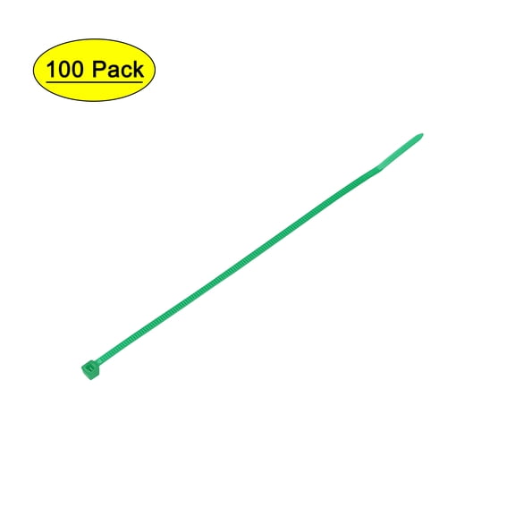 150mm x 2.5mm Green Cable Zip Ties Self-Locking Nylon Tie Wraps 100 Pack
