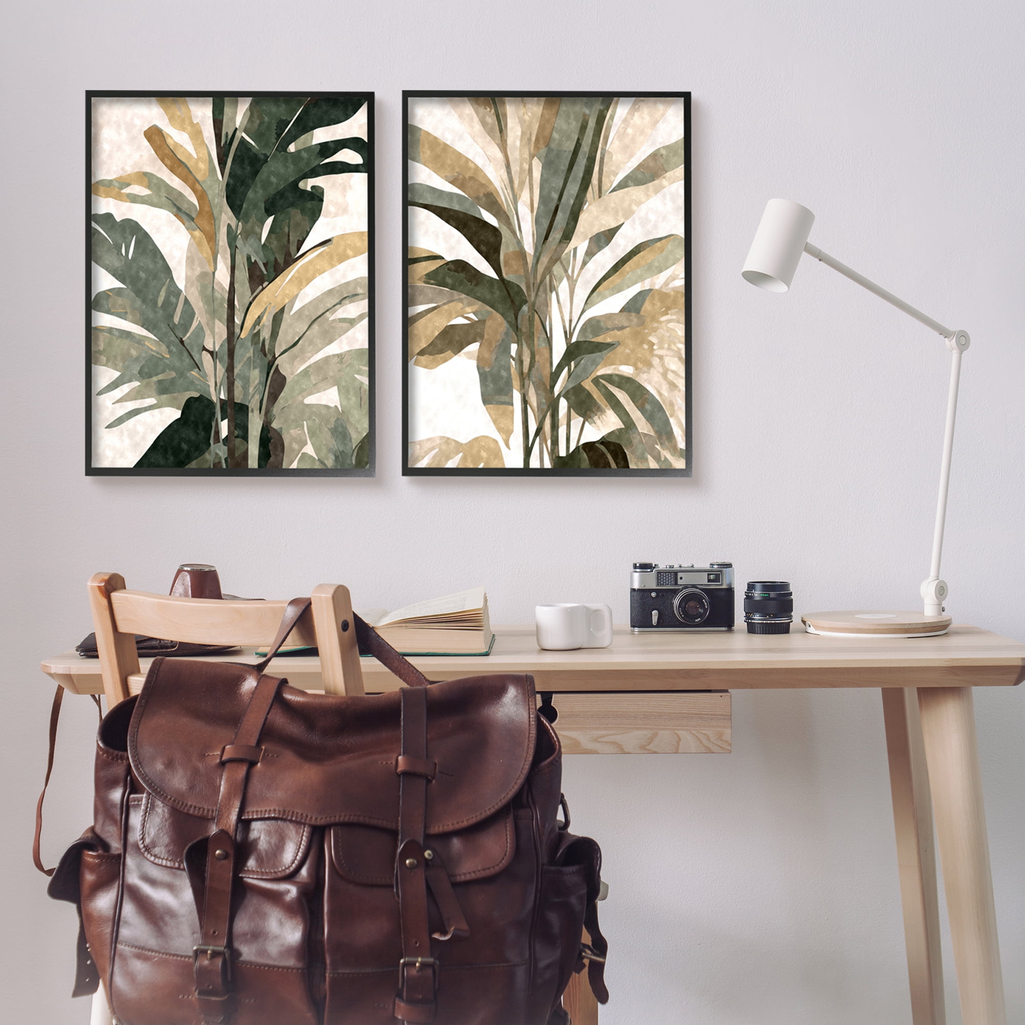 Stupell Industries Modern Palm Leaves Botanical & Floral Painting Black Framed Art Print Wall Art, 24 x 30