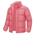 thumbnail image 3 of UVEASISHA Down Coats for Men Fashion Full Zip Stand Collar Puffer Jackets Solid Casual Windproof Insulated Parkas Thick Warm Snow Coat with Pockets Pink S, 3 of 6