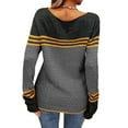 thumbnail image 4 of Langwyqu Spring Fall Striped Long Sleeve Round Neck Knit Sweater Casual Pullover, 4 of 4