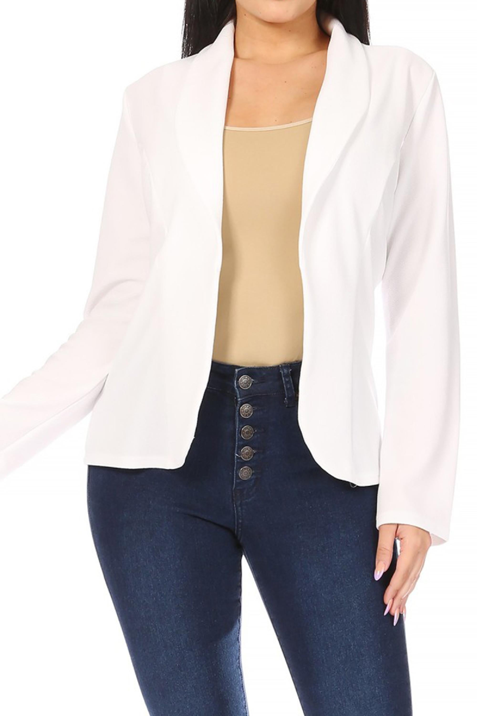 Womens Casual Long Sleeves Open Front Basic Lightweight Solid Blazer Jacket S-3XL 