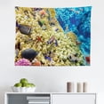 thumbnail image 1 of Ocean Tapestry, Illustration of Exotic Fish Seaweed Coral Algae and Jellyfish Oceanic Wild Life, Fabric Wall Hanging Decor for Bedroom Living Room Dorm, 2 Sizes, Orange Purple, by Ambesonne, 1 of 1