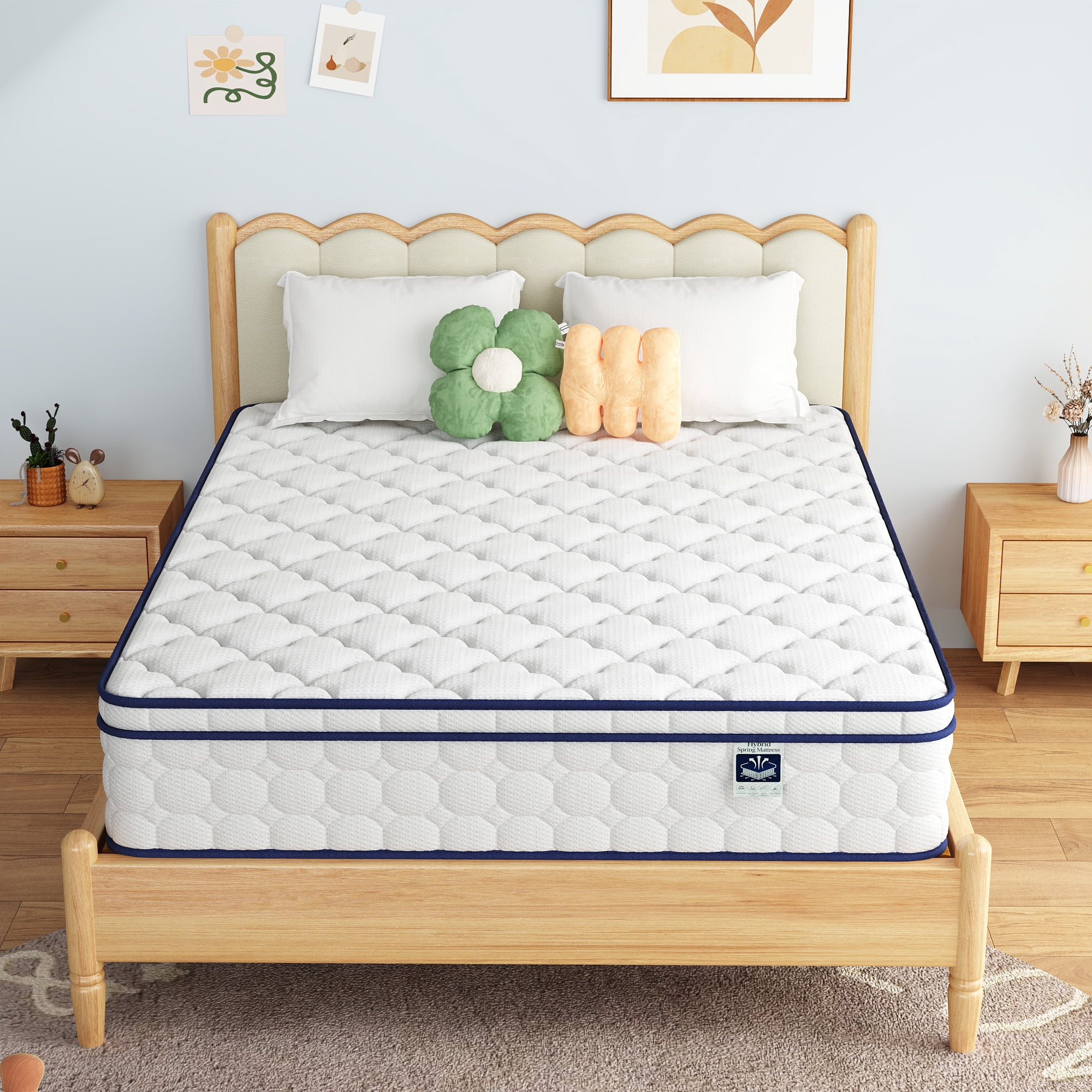 Queen Size Mattress - 12 Inch Gel-Infused Memory Foam & Pocket Springs, Medium Feel, CertiPUR-US Certified, Pressure Relieving & Cool Night Sleep