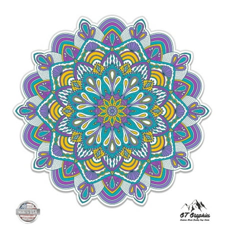 Colorful Mandala - 3" Vinyl Sticker - For Car Laptop I-Pad Phone Helmet Hard Hat - Waterproof Decal