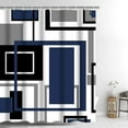 thumbnail image 4 of Juego de 4 cortinas de ducha de color naranja quemado con alfombrillas antideslizantes, tapa de inodoro y alfombrilla de baño, cortina de ducha geométrica abstracta moderna con 12 ganchos, juego de, 4 of 7