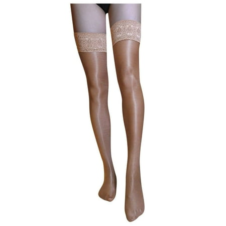 

Follure Womens Thigh High Socks Sexy 70D Oil Glossy Stockings Shiny Satin Shape Non-slip Stockings
