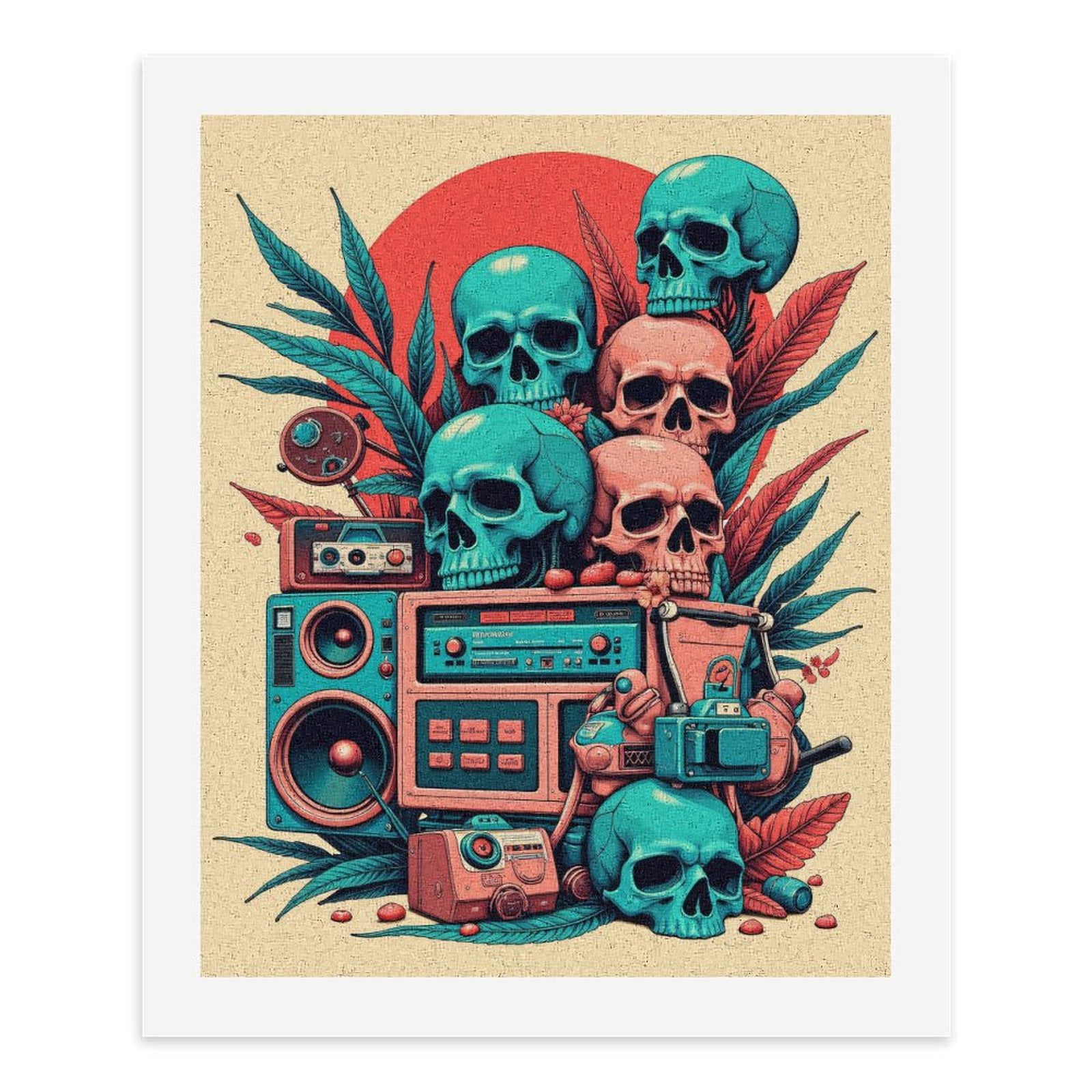 Paint By Numbers Kit for Adults Beginner - DIY Retro Skull Speaker Art Deco Canvas Painting Kits for Adults, Frameless Paint By Number for Adults for Home Wall Decor 16x20 Inch